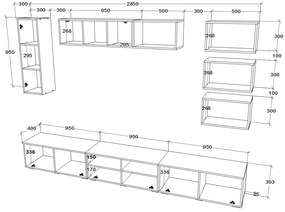 Living haaus V5, Alb/Stejar Artisan, L 285 cm