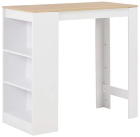 280215 vidaXL Masă de bar cu raft, alb, 110 x 50 x 103 cm