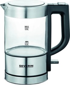 Severin WK 3472 - Fierbător electric 0,5 l, 1100 W/230 V, inox/sticlă