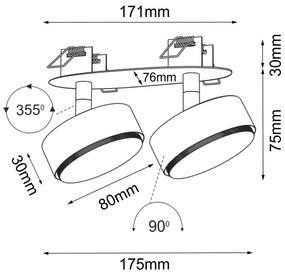Brosline 3276 - Spot încastrat DROP 2xGX53/9W/230V alb