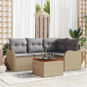 vidaXL Set de Sofa pentru Grădină 5 pcs Bej, gri deschis