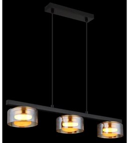 Lustra suspendata din metal negru cu sticla chihlimbar HIGGINS 3L