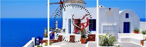 Tablou - Casă mică în Grecia (cu ceas) (90x30 cm)