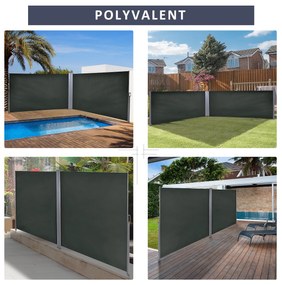 Outsunny Dublu Store lateral Panou de Confidențialitate paravan retractabil dim. 6L x 1,80H m Poliester Anti-UV Gri | Aosom Romania