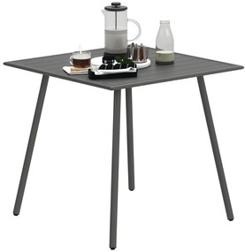 Outsunny Masă de grădină pentru 6 persoane cu blat cu lamele pentru grădină, patio, terasă, 80 x 80 x 74 cm, gri | Aosom Romania