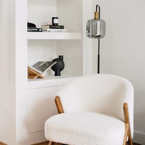 Lampă de podea inteligentă neagră cu auriu și sticlă fumurie incluzând Wifi A60 - Zuzanna