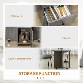 HOMCOM Masă Rabatabilă pentru Maxim 6 Persoane cu 2 Sertare, Dulap și Raft Posterior, 120x60x76.5 cm, Alb | Aosom Romania