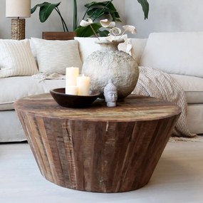 Masuta de cafea din lemn reciclat, aspect rustic, Grimaud