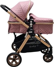 Carucior nou nascuti 2 in 1 Baby Care X2S, Maner reversibil, Cu geanta bebe, Amortizoare, Roti din cauciuc plin AVE, Spatar reglabil 3 trepte, Plasa