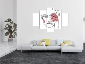 Tablou - Linie de artă față cu trandafir (150x105 cm)
