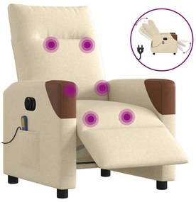 vidaXL Fotoliu electric de masaj rabatabil, crem, textil