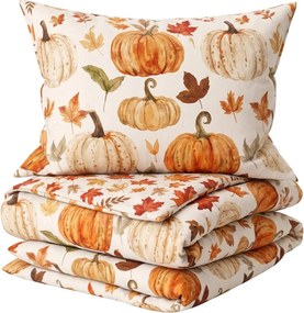 Lenjerie de pat din flanel LEAVES & PUMPKINS colorata Dimensiune lenjerie de pat: 2 buc 70 x 90 cm | 200 x 220 cm