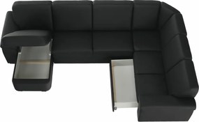 Colţar în formă de U, piele ecologică neagră, model stânga, BITER U
