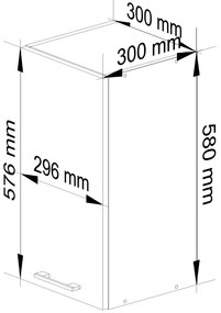 Dulap superior de bucătărie Ozara W30 H581 (alb + beton). 1071170