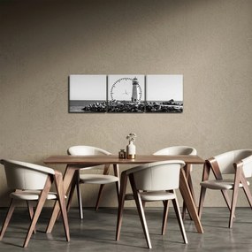 Tablou - Far de pe coastă, Santa Cruz, California (cu ceas) (90x30 cm)