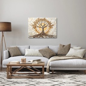 Tablou pe sticlă – Arborele vieții auriu în mozaic (70x50 cm)