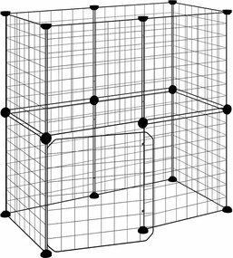 vidaXL Cușcă animale de companie cu ușă 12 panouri negru 35x35 cm oțel