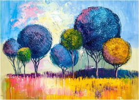 Tablou pe sticlă - Copaci, pictură în ulei (70x50 cm)