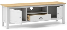 Comodă TV alb/natural din lemn de pin 158x53 cm Misti – Marckeric
