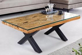 Masuta design high-tech din metal si lemn masiv, Barracuda 110cm