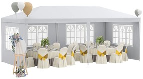 Outsunny Foișor de Grădină cu Pereți Laterali Demontabili, 4 Ferestre și 12 Orificii de Drenaj, 5.85x2.95x2.55 m, Alb | Aosom Romania