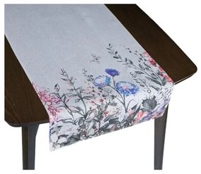 Traversă de masă Bellatex Flori de pajiște gri , 40 x 135 cm
