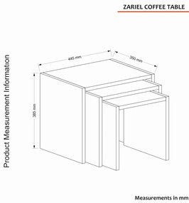 Măsuță auxiliară Zariel White, 3 buc.