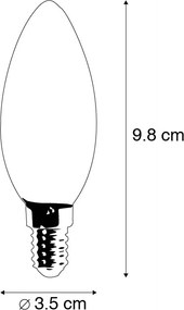 Set de 5 becuri LED cu filament tip lumânare E14 reglabile B35 Transparent 3W 250lm 2700K