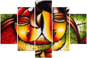 Tablou - Pictură în ulei, chipuri abstracte (150x105 cm)