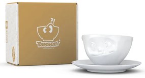 Ceașcă din porțelan cu farfurie, sclifosit, 58products, alb