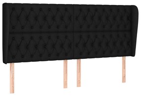 3118308 vidaXL Tăblie de pat cu aripioare, negru, 183x23x118/128 cm, textil