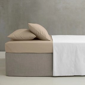 Cearceaf maro deschis din bumbac percale cu elastic 90x190 cm Easy Iron Percale – Catherine Lansfield