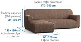 Huse bielastice COSTINA alunei canapea cu otoman stânga (l. 170 - 300 cm)