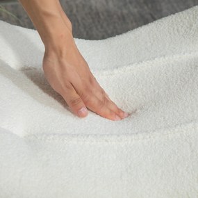 HOMCOM Fotoliu pentru picioare modern din lemn cu acoperire din polar și picioare din fag, căptușit, pentru living, dormitor, vestibul, cremă albă | Aosom Romania