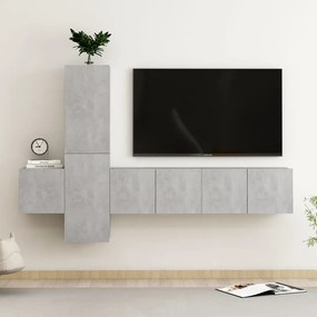 vidaXL Set de dulapuri TV, 5 piese, gri beton, lemn prelucrat