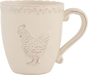 Cană din ceramică, bej, model găină, 225 ml