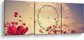 Tablou - Lunca cu flori (cu ceas) (90x30 cm)