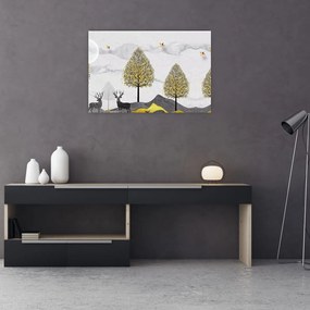 Tablou cu cerbi pictați (90x60 cm)