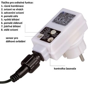 Perdea de Crăciun - 5 stele, 61 LED, alb cald/rece+controler