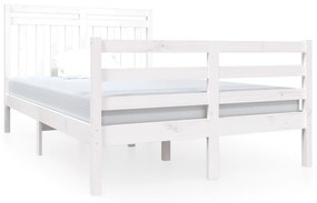 3100625 vidaXL Cadru de pat mic dublu, alb, 120x190 cm, lemn masiv