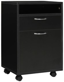 HOMCOM Unitate mobilă cu sertare Container, 1 Raft, 1 Sertar, 40 cm x 35 cm x 60 cm, Negru | Aosom Romania