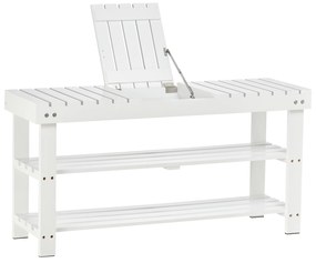 HOMCOM Banc pentru pantofi din lemn cu 3 niveluri cu rafturi de depozitare și compartiment ascuns, 90 x 29 x 45 cm, alb | Aosom Romania