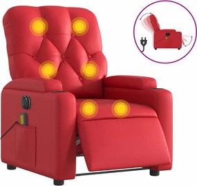 vidaXL Fotoliu electric de masaj rabatabil, roșu, piele ecologică