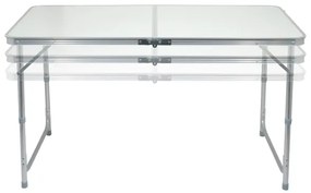 Masă camping pliabilă + 4 scaune alb/crom