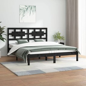 3107372 vidaXL Cadru de pat Super King, negru, 180x200 cm, lemn masiv de pin