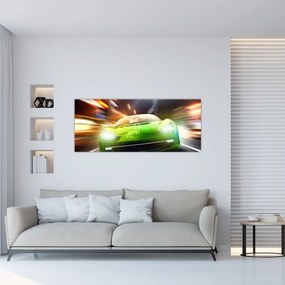 Tablou - Mașină de curse verde (120x50 cm)