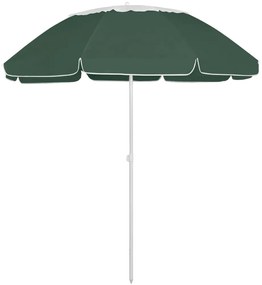 Umbrela de plaja, verde, 300 cm Verde si alb, 300 cm