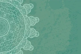 Tapet arabesca verde pe fundal abstract