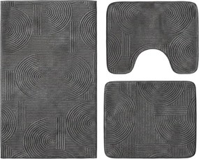Set covoare baie antiderapante, 3 piese, design modern cu acolade