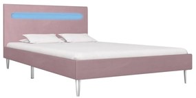 280977 vidaXL Cadru de pat cu LED-uri, roz, 120 x 200 cm, material textil